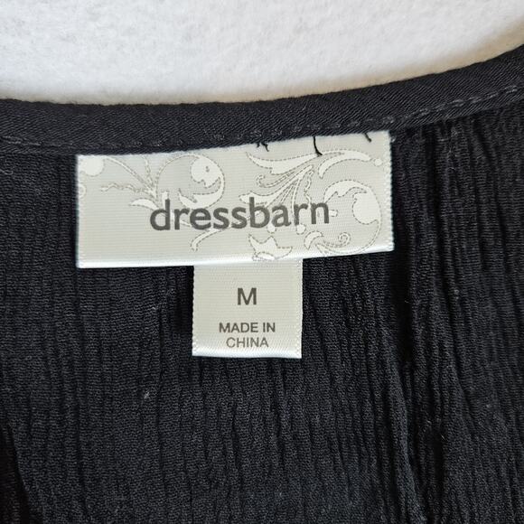 Dressbarn Embroidered Blouse Gauze Tunic 3/4 Sleeve Boho Lagenlook Crinkle Tie M - Picture 13 of 15